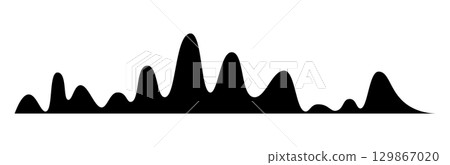 Sound radio wave icon, voice message podcast audio recording. Music waveform pulse, equalizer rhythm symbol. Record level vibration. Sound radio wave icon, voice message podcast audio recording. Music waveform pulse, equalizer rhythm symbol. Record level vibration. 129867020