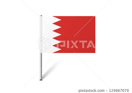 Bahrain flag - map pin flag representing a country cultural identity and heritage. The essence of national pride and unity. Map pin flag stuck in a white background 129867078