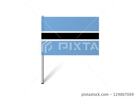 Botswana flag - map pin flag representing a country cultural identity and heritage. The essence of national pride and unity. Map pin flag stuck in a white background 129867089