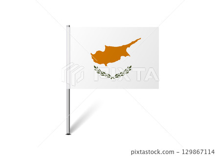 Cyprus flag - map pin flag representing a country cultural identity and heritage. The essence of national pride and unity. Map pin flag stuck in a white background 129867114