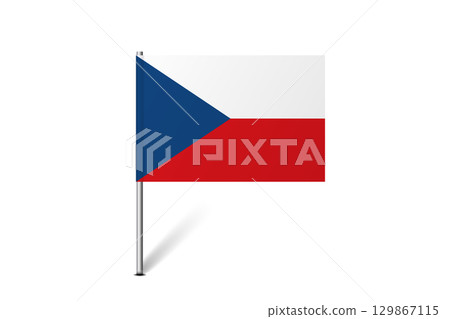 Czech Republic flag - map pin flag representing a country cultural identity and heritage. The essence of national pride and unity. Map pin flag stuck in a white background 129867115