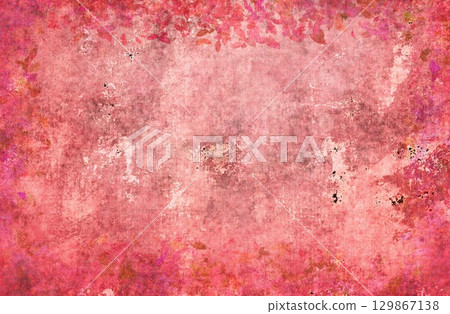 復古風格紙張紋理背景與紅色植物框架 復古風格紙張紋理背景與紅色植物框架 129867138