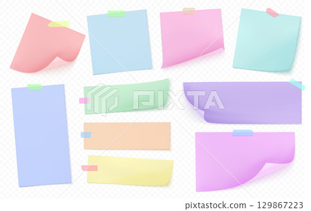 Sticky note memo collection with adhesive papers Sticky note memo collection with adhesive papers 129867223