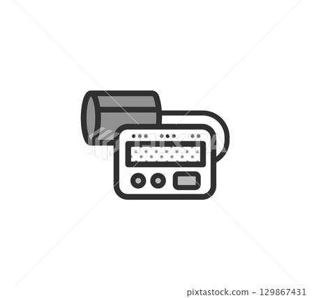 Upper arm blood pressure monitor icon illustration 129867431