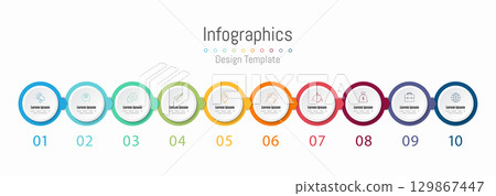 Infographic 10 options design elements for your business data. Vector Illustration. 129867447