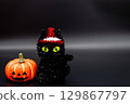 Halloween jack-o-lantern and black cat 129867797