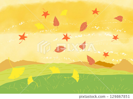 Autumn sky and autumn leaves 1 Autumn sky and autumn leaves 1 129867851