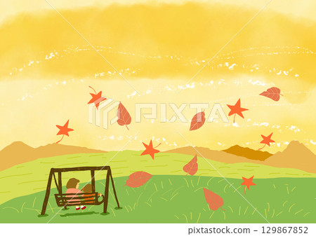 Family enjoying autumn scenery 3 129867852