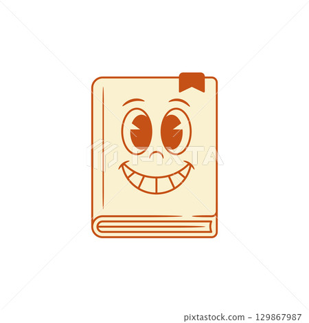 Funny book bookmark cartoon character teeth smiling vector illustration 129867987