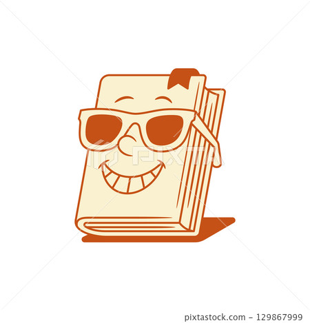 Smiling summer book cartoon character in sunglasses vector illustration Smiling summer book cartoon character in sunglasses vector illustration 129867999