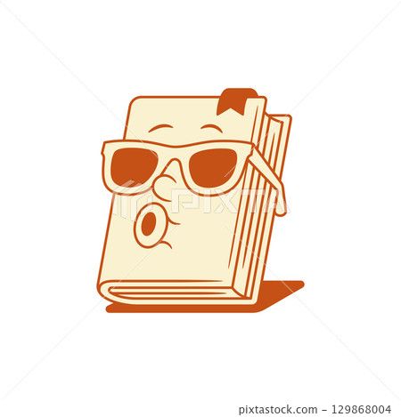 Cool whistling book cartoon character in sunglasses retro vector illustration Cool whistling book cartoon character in sunglasses retro vector illustration 129868004