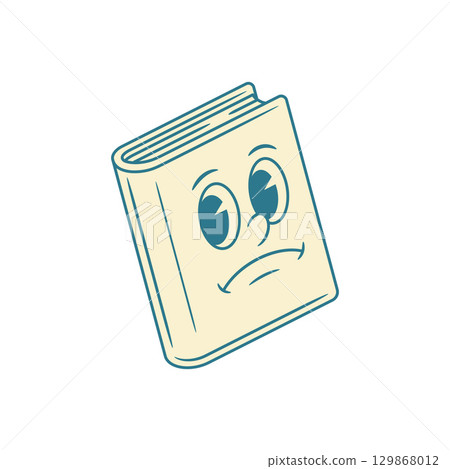 Sad upset book cartoon character unhappy retro vector illustration Sad upset book cartoon character unhappy retro vector illustration 129868012