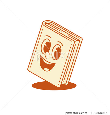 Smiling red book cartoon character retro vector illustration Smiling red book cartoon character retro vector illustration 129868013