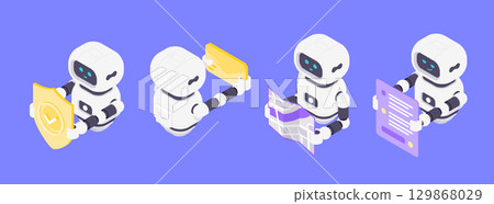 AI Robots With Security Shield Data Envelope Navigation And Chat Interface Technology AI Robots With Security Shield Data Envelope Navigation And Chat Interface Technology 129868029