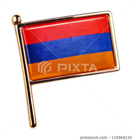 Armenian flag brooch. White background. 129868230