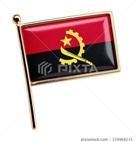 Angola flag brooch. White background. Angola flag brooch. White background. 129868231