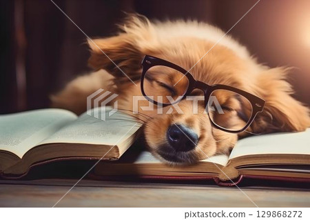 dog in a library 129868272