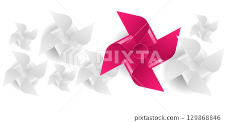 Pinwheel spinner toy vector illustration isolated on white colorful rainbow paper windmill fun childhood game symbol summer breeze playful whirligig concept fan design icon flower set Pinwheel spinner toy vector illustration isolated on white colorful rainbow paper windmill fun childhood game symbol summer breeze playful whirligig concept fan design icon flower set 129868846