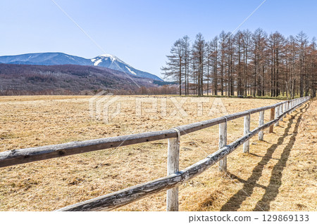 View of snow-capped Mt. Tateshina from Tateshina Daini Ranch View of snow-capped Mt. Tateshina from Tateshina Daini Ranch 129869133