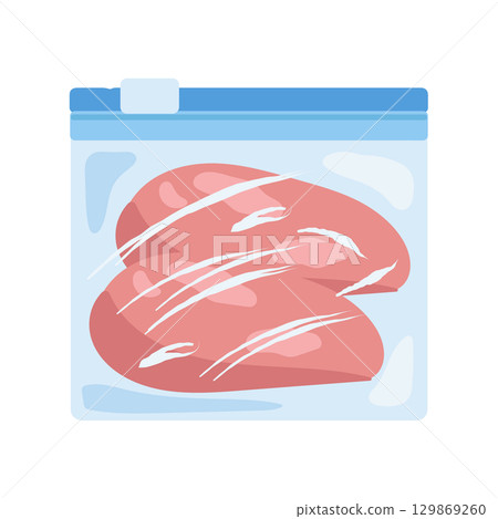 Chicken thighs in a freezer bag illustration Chicken thighs in a freezer bag illustration 129869260