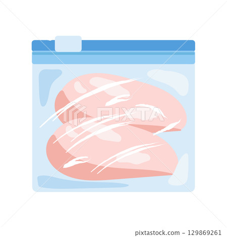 Chicken breast in a freezer bag illustration Chicken breast in a freezer bag illustration 129869261