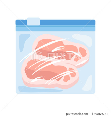 冷凍袋裡的豬肉插畫 冷凍袋裡的豬肉插畫 129869262