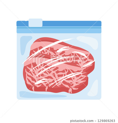 Beef in a freezer bag illustration Beef in a freezer bag illustration 129869263