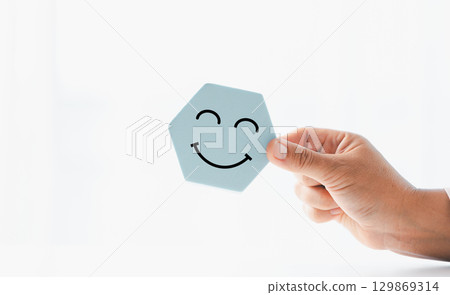 Client show feedback, smiley face sign. Service rating, satisfaction concept. happy smile face, good feedback rating, positive customer review, experience, satisfaction survey, smiley mental health. Client show feedback, smiley face sign. Service rating, satisfaction concept. happy smile face, good feedback rating, positive customer review, experience, satisfaction survey, smiley mental health. 129869314