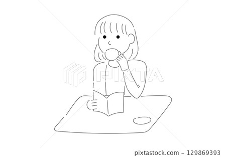 一位女士正在閱讀的插圖 一位女士正在閱讀的插圖 129869393