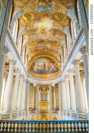 Magnificent ceiling painting in the Royal Chapel at the Palace of Versailles 129869406