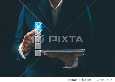 Evaluate business performance, many organizations use digital checklist, online forms, surveys, questionnaires part of online assessment or exam, enabling efficient evaluation structured checklist. 129869507