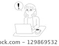 一位戴著眼鏡、拿著筆記型電腦的女士的插圖 129869532
