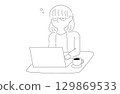 一位戴著眼鏡、拿著筆記型電腦的女士的插圖 129869533