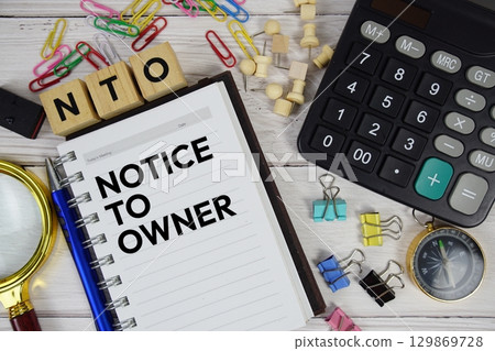NTO Notice To Owner acronym on notepad, Business concept background 129869728