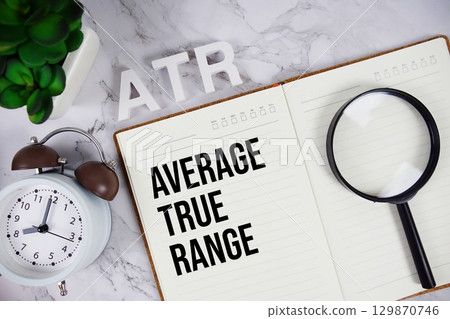 ATR Average True Range acronym on notepad, Business concept background ATR Average True Range acronym on notepad, Business concept background 129870746
