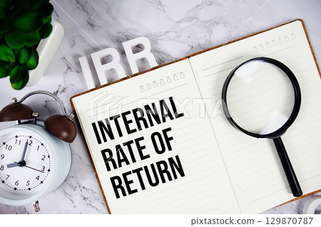 IRR Internal Rate of Return acronym on notepad, Business concept background IRR Internal Rate of Return acronym on notepad, Business concept background 129870787