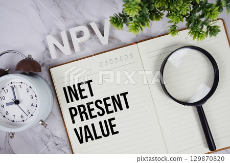 NPV Net Present Value acronym on notepad, Business concept background NPV Net Present Value acronym on notepad, Business concept background 129870820