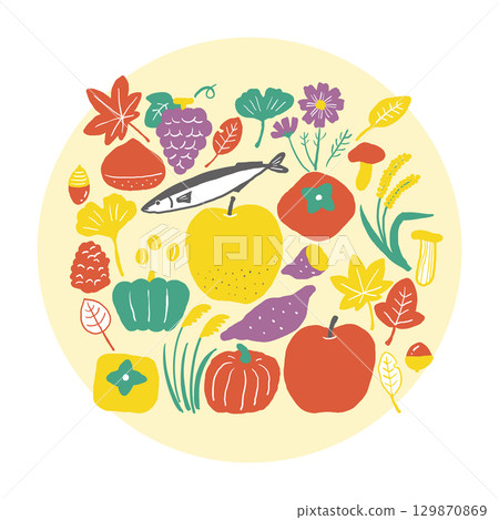 Autumn hand-drawn illustration (color) Autumn hand-drawn illustration (color) 129870869
