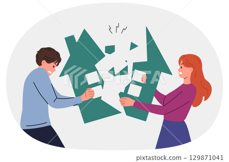 Ex-spouses divide property during divorce, breaking house in half and destroying acquired capital 129871041