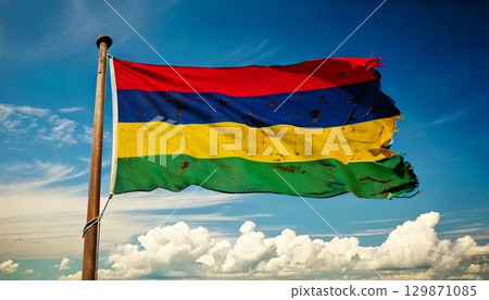 一面破舊不堪、腐爛不堪的毛里求斯國旗。 129871085