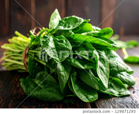 新鮮採摘的秋季蔬菜（菠菜） 129871293