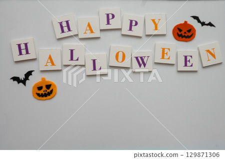 Halloween design with white background and text Halloween design with white background and text 129871306