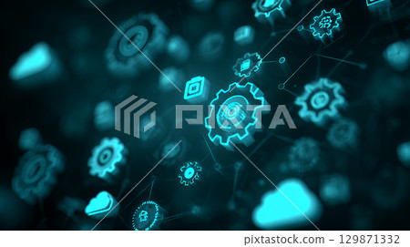 composite image of blue interface 129871332