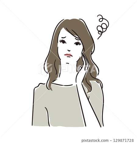 憂心忡忡的美女上身 129871728