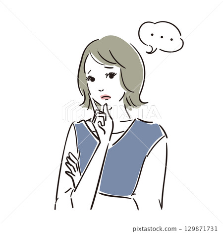 憂心忡忡的美女上身 129871731