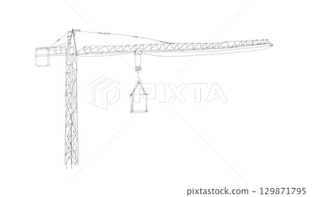 Building crane sketch Building crane sketch 129871795
