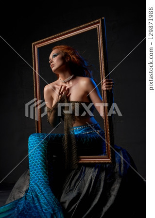 Alluring painted leaving the picture through vintage frame 129871988