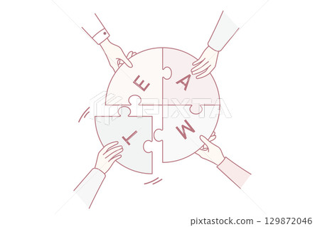 Businesspeople connect jigsaw puzzles together 129872046