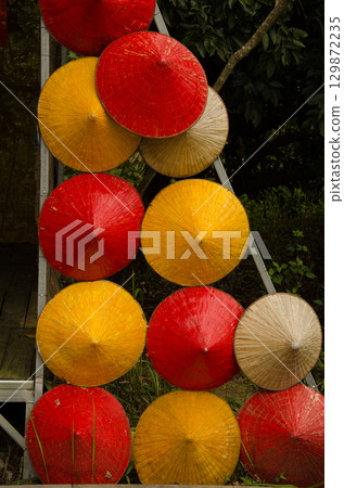 Popular headgear of Vietnamese people. Popular headgear of Vietnamese people. 129872235