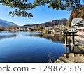 Winter scenery of Yufuin, Oita Prefecture, with a view of Lake Kinrin 129872535